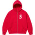 Supreme S Logo Zip Up Hooded Sweatshirt - Red (front)