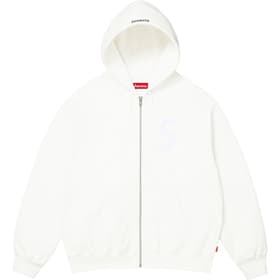 Supreme S Logo Zip Up Hooded Sweatshirt White