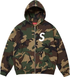 Supreme S Logo Zip Up Hooded Sweatshirt Woodland Camo