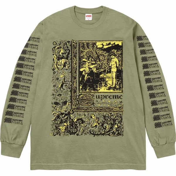 Supreme Saint Sebastian L/S Tee - Light Olive (front)