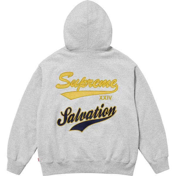 Supreme Salvation Zip Up Hooded Sweatshirt - Heather Grey (front)