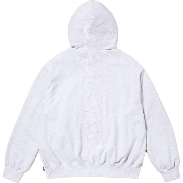 Supreme Satin Appliqué Hooded Sweatshirt - Ash Grey (front)
