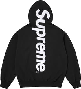 Supreme Satin Appliqué Hooded Sweatshirt Black