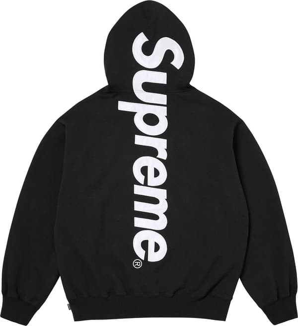 Supreme Satin Appliqué Hooded Sweatshirt - Black (front)