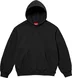 Supreme Satin Appliqué Hooded Sweatshirt - Black (front)