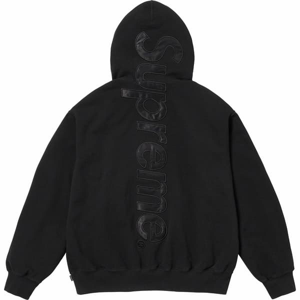 Supreme Satin Appliqué Hooded Sweatshirt - Black (front)
