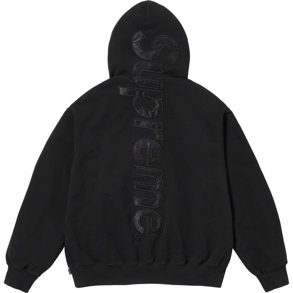 Supreme Satin Appliqué Hooded Sweatshirt - Black (front)