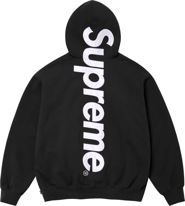 Supreme Satin Appliqué Hooded Sweatshirt - Black (front)