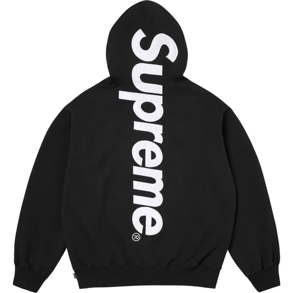 Supreme Satin Appliqué Hooded Sweatshirt - Black (front)