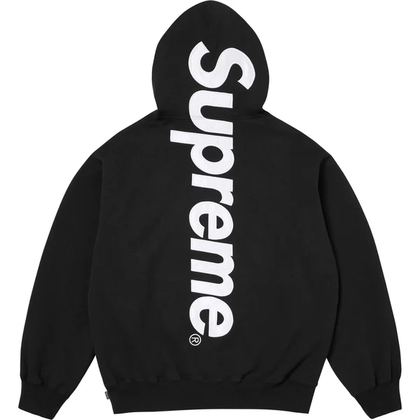Supreme Satin Appliqué Hooded Sweatshirt - Black (front)