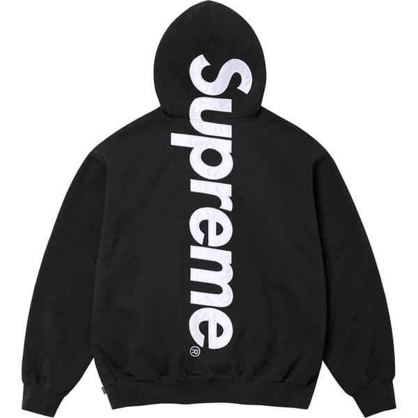 Supreme Satin Appliqué Hooded Sweatshirt - Black (front)