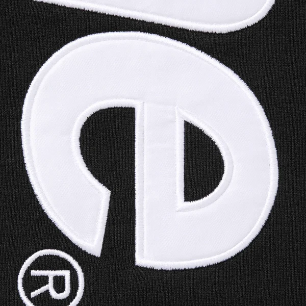 Supreme Satin Appliqué Hooded Sweatshirt - Black (front)