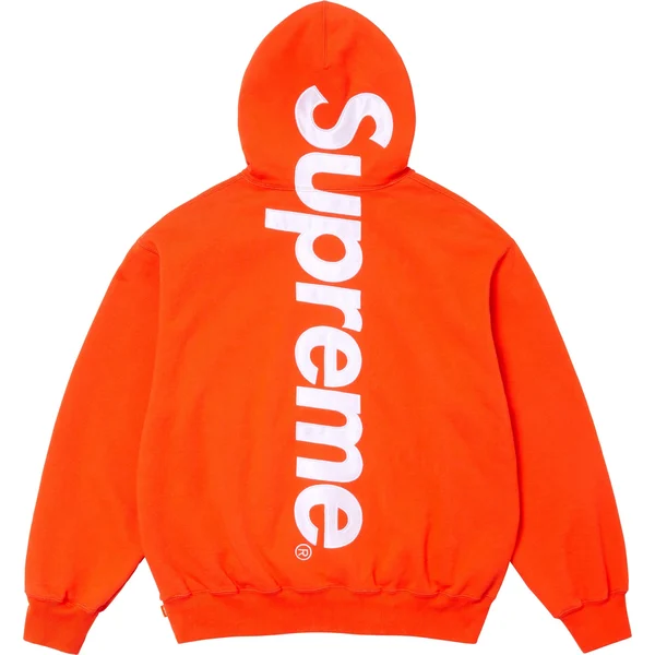 Supreme Satin Appliqué Hooded Sweatshirt - Bright Orange (front)