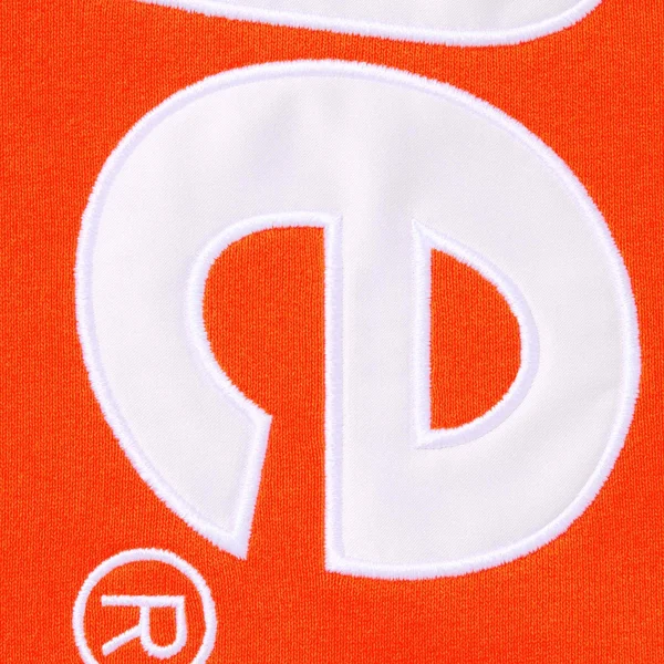 Supreme Satin Appliqué Hooded Sweatshirt - Bright Orange (front)