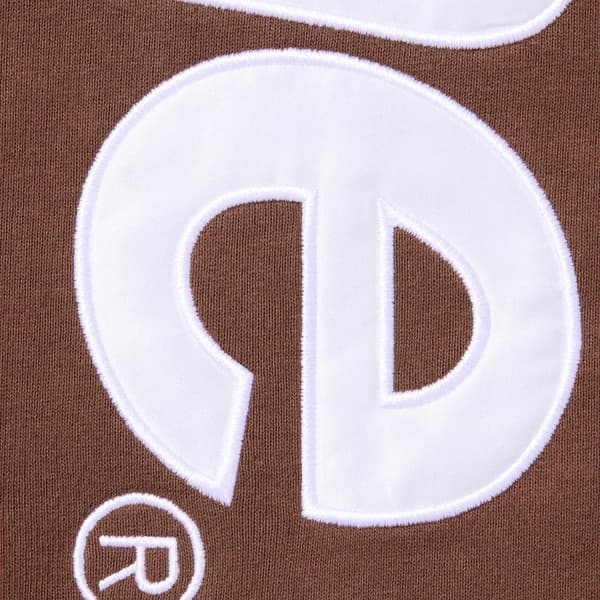 Supreme Satin Appliqué Hooded Sweatshirt - Brown (front)