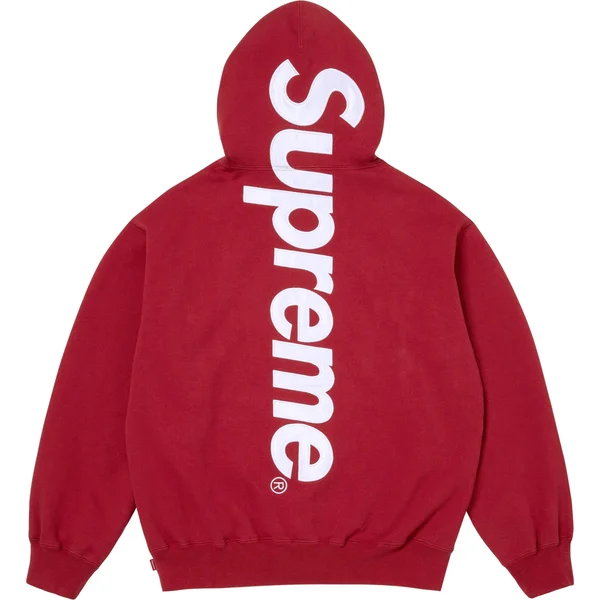 Supreme Satin Appliqué Hooded Sweatshirt - Dark Red (front)
