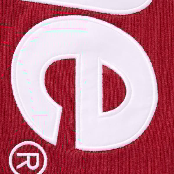 Supreme Satin Appliqué Hooded Sweatshirt - Dark Red (front)