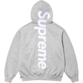 Supreme Satin Appliqué Hooded Sweatshirt Heather Grey