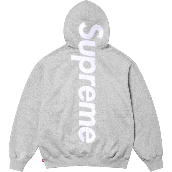 Supreme Satin Appliqué Hooded Sweatshirt - Heather Grey (front)