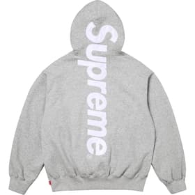 Supreme Satin Appliqué Hooded Sweatshirt Heather Grey