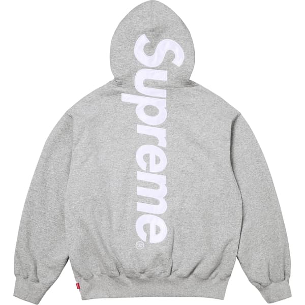 Supreme Satin Appliqué Hooded Sweatshirt - Heather Grey (front)