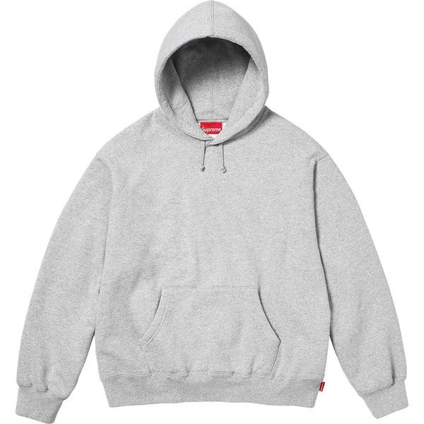 Supreme Satin Appliqué Hooded Sweatshirt - Heather Grey (front)