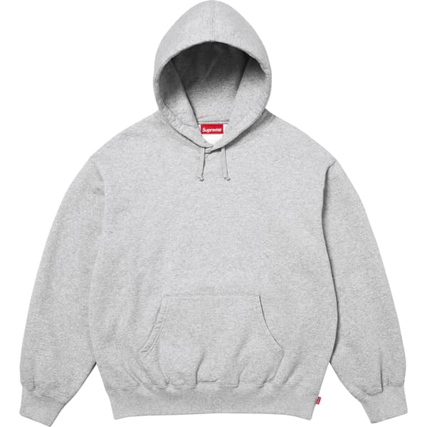 Supreme Satin Appliqué Hooded Sweatshirt - Heather Grey (front)