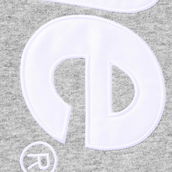 Supreme Satin Appliqué Hooded Sweatshirt - Heather Grey (front)