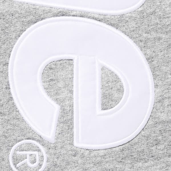 Supreme Satin Appliqué Hooded Sweatshirt - Heather Grey (front)