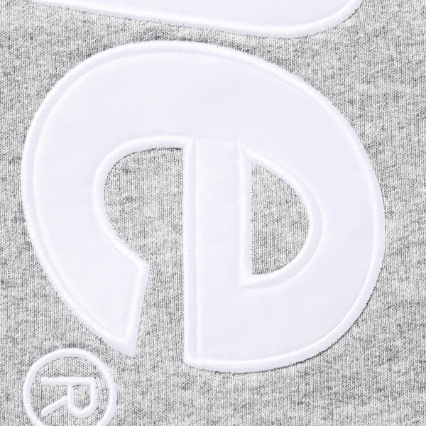 Supreme Satin Appliqué Hooded Sweatshirt - Heather Grey (front)