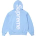 Supreme Satin Appliqué Hooded Sweatshirt - Light Blue (front)