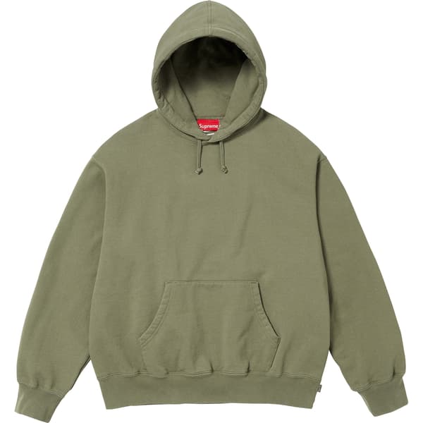 Supreme Satin Appliqué Hooded Sweatshirt - Light Olive (front)