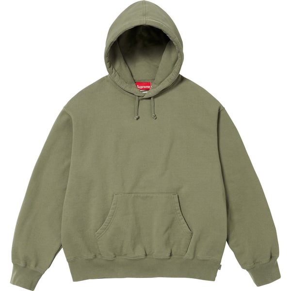 Supreme Satin Appliqué Hooded Sweatshirt - Light Olive (front)