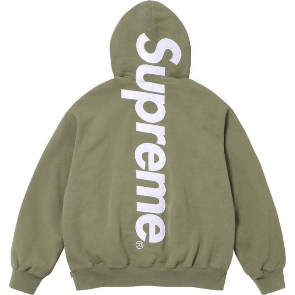 Supreme Satin Appliqué Hooded Sweatshirt - Light Olive (front)