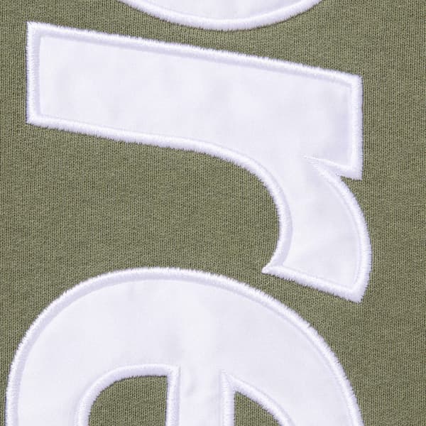 Supreme Satin Appliqué Hooded Sweatshirt - Light Olive (front)