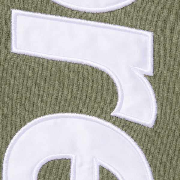 Supreme Satin Appliqué Hooded Sweatshirt - Light Olive (front)