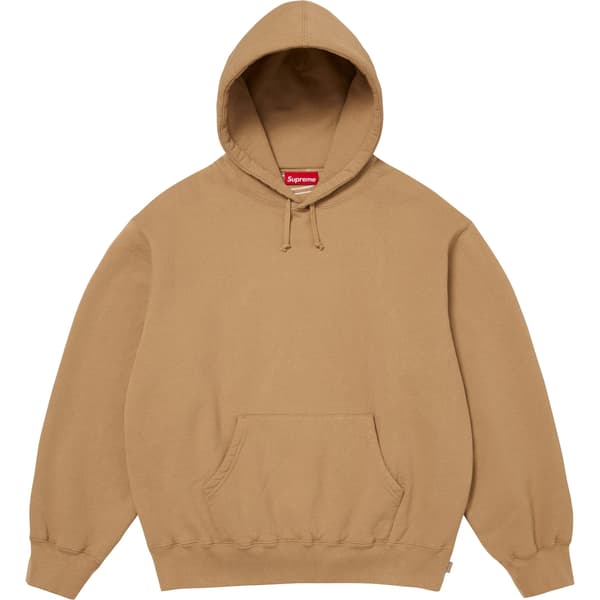 Supreme Satin Appliqué Hooded Sweatshirt - Light Tan (front)
