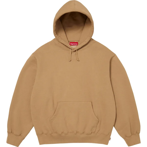 Supreme Satin Appliqué Hooded Sweatshirt - Light Tan (front)