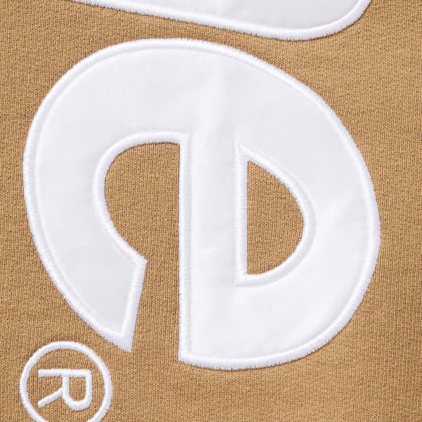 Supreme Satin Appliqué Hooded Sweatshirt - Light Tan (front)