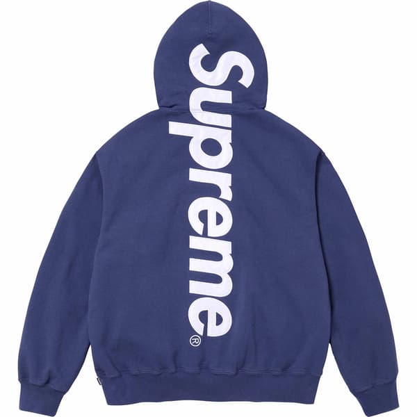 Supreme Satin Appliqué Hooded Sweatshirt - Washed Navy (front)