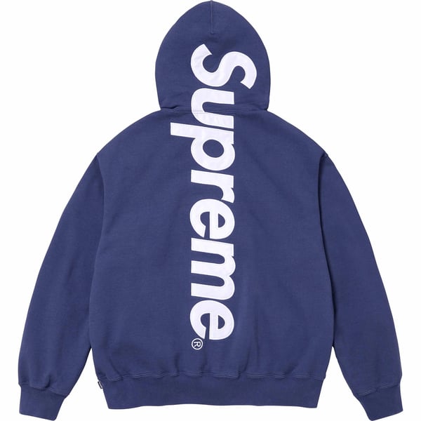 Supreme Satin Appliqué Hooded Sweatshirt - Washed Navy (front)