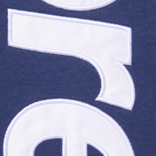 Supreme Satin Appliqué Hooded Sweatshirt - Washed Navy (front)