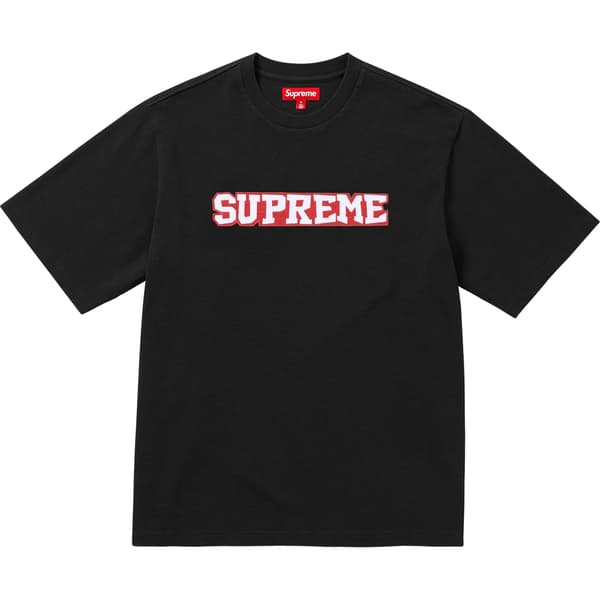 Supreme Satin Appliqué S/S Top - Black (front)