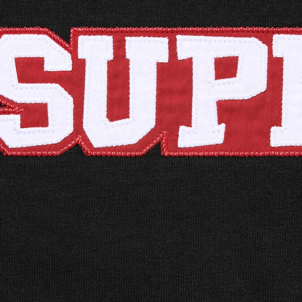 Supreme Satin Appliqué S/S Top - Black (front)