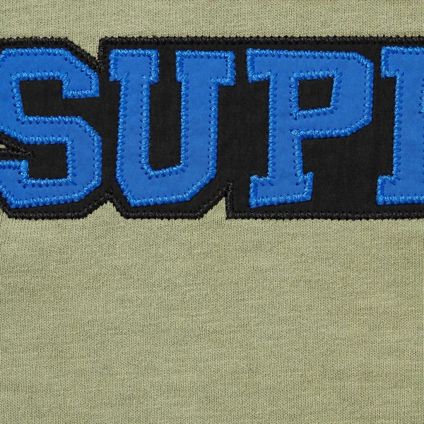 Supreme Satin Appliqué S/S Top - Light Olive (front)