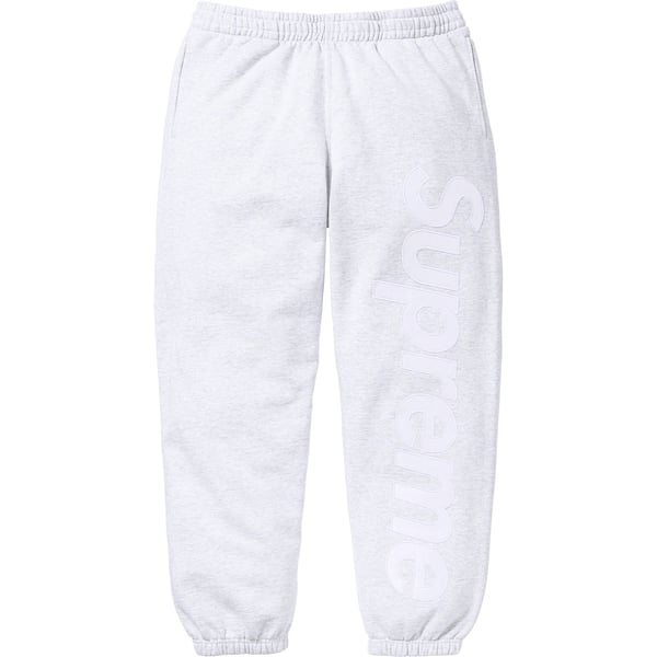 Supreme Satin Appliqué Sweatpant - Ash Grey (front)