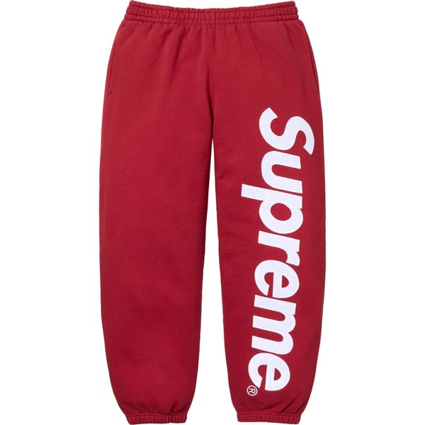 Supreme Satin Appliqué Sweatpant - Dark Red (front)