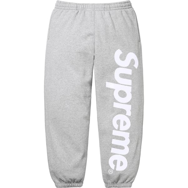 Supreme Satin Appliqué Sweatpant - Heather Grey (front)