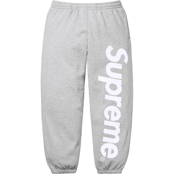 Supreme Satin Appliqué Sweatpant - Heather Grey (front)