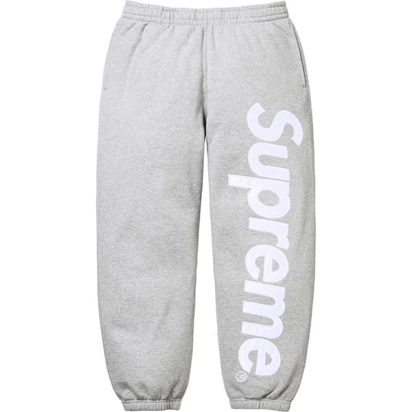Supreme Satin Appliqué Sweatpant - Heather Grey (front)